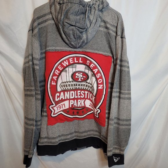 49ers Candlestick Park Farewell Season Upcycle Vans Zip Up Hoodie Size Large - Picture 1 of 8